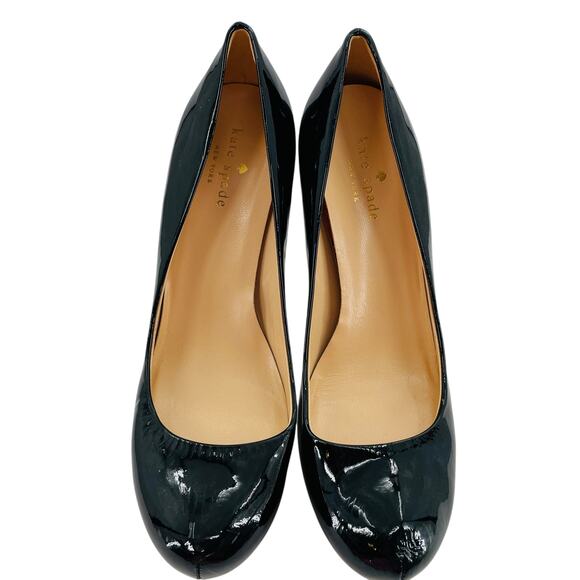 Kate Spade Black Patent Leather Classic Platform Party Sexy Stiletto Heel 8.5 - Picture 2 of 13